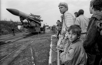 Germany, Osterne, 12.11.1991, open day in a former NVA missile site (now Bundeswehr), the missiles