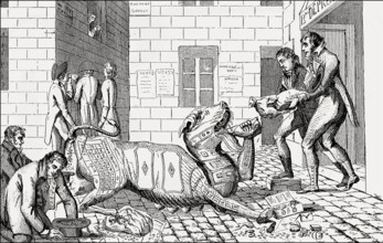 Caricature on gambling obsession, 18th Century