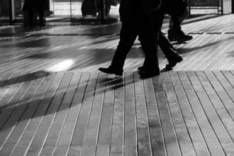 Shadow of people that walk the wood deck. Shooting Location: Yokohama-city kanagawa prefecture
