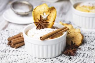 Muffin with apple and cinnamon, decorated with anise star