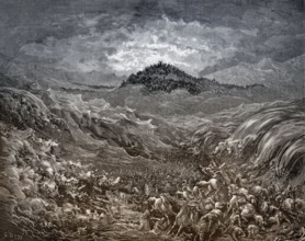 The Egyptians Drowning in the Red Sea, woodcut by Gustave Doré