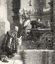 ACT IV. SCENE I., An Inn in the city of Heilbronn Götz, Elisabeth, Sergeant, Scene from Götz von