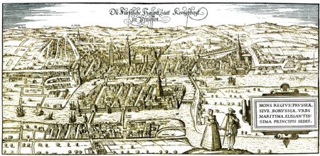 Panoramic view of Koenigsberg, 16th century, today Kalinigrad, Russia, Europe, Europe Historische