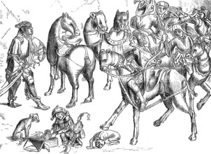 Very old representation of Turkish soldiers, 15th century