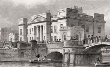 Custom House, Leith, Edinburgh, Scotland, 19th century, from Modern Athens by Th. H. Shepherd