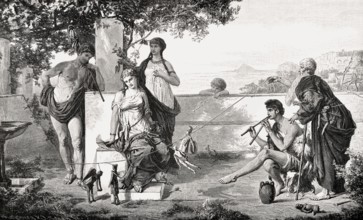 Ancient Roman marionettist at Pompeii, Italy