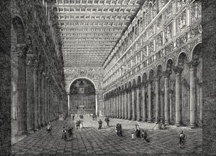 Interior view of St Paul's Church outside the walls, Rome, Italy