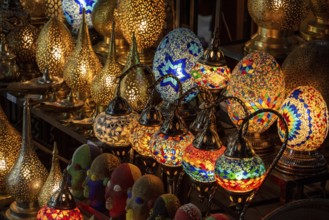 Impressions of typical Moroccan souks in the medina of Marrakech