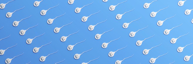 Sweet little smiling sperm background 3D illustration