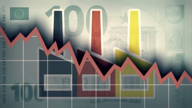 Symbolic image on the topic of negative trend, decline, profit slump, negative growth, etc. of the
