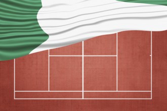 Nigeria Flag on Clay Tennis Court, Sports Symbol