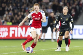 MELBOURNE, AUSTRALIA, MAY 24: Katie Reid of Arsenal Women FC competes against A-League All Stars