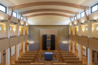 Krefeld, Jewish community centre in Wiedstraße. Synagogue with Torah shrine (Hechal), view from the