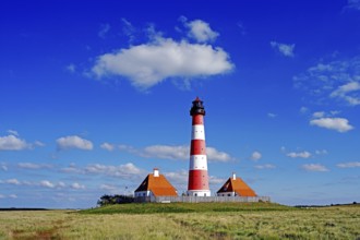 The lighthouse of Westerhever near St. Peter Ording, Westerheversand, Schleswig-Holstein, Federal