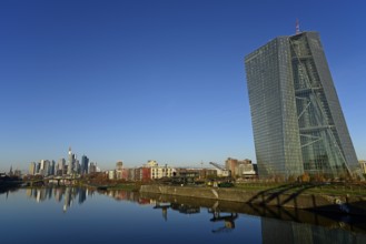 Skyline of the banking district and ECB, European Central Bank, Frankfurt am Main, Hesse, Germany