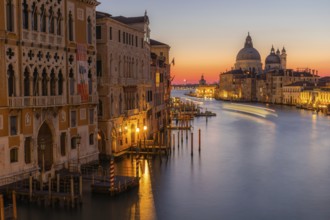Morning atmosphere in front of sunrise, view of the Grand Canal from the Ponte dell' Accademia,