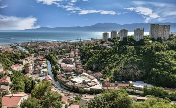 Panoramic view from Trsat castle over the town, Rjecina river and marine
