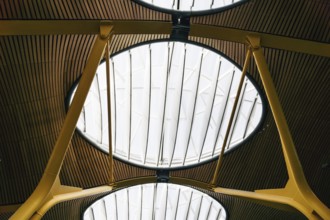 MADRID, SPAIN, August 24, 2023: Architectural detail of ceilings and skylights of Terminal T4