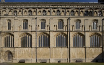 Petersborough, Cathedral. South wall of the nave from the outside, St, Saint, Saint