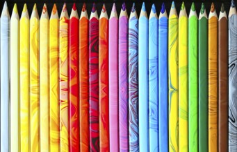 Bright background with set of color pencils