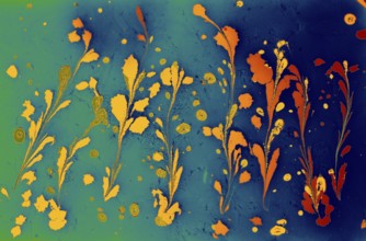 Beautiful abstract art of Ebru marbling painting techniques on water with acrylic paints