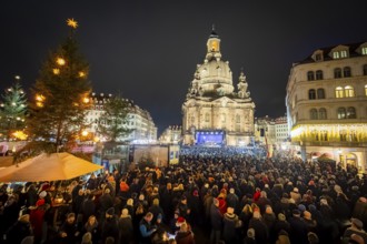 32nd Christmas Vespers and historic Christmas market on Neumarkt square in front of the
