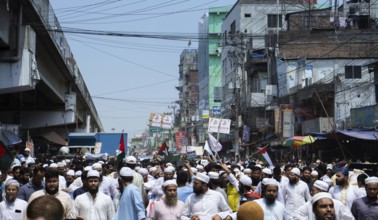07 April 2025- Gazipur, Bangladesh: A large number of people from Mawna joined the protest march in