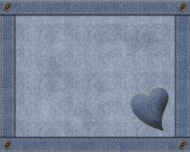 Jeans texture with sewn-on heart