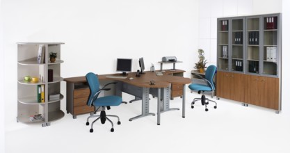 Office furniture on a white background, Novosibirsk, Russia