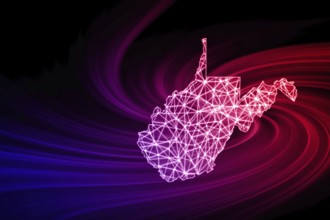 Map of West Virginia, Polygonal mesh line map, modern map