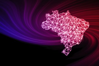 Map of Brazil, Polygonal mesh line map, modern map