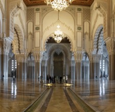 Casablanca, Morocco, 29 March, 2024: tourists enjoying a visit and guided tour of the Hassan II