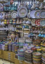Colorful ceramics for sale on the Grand Bazaar at Istanbul