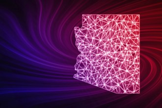 Map of Arizona, Polygonal mesh line map, modern map