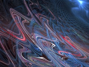 Wavy technology fractal background - abstract computer-generated image. Digital art: colored waves