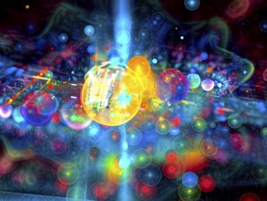 Abstract bright festive background - computer-generated image. Fractal art: glowing colourful chaos