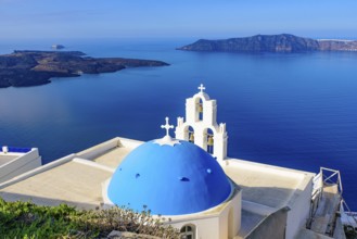 Three Bells of Fira, a Greek Catholic church in Fira, Santorini, Greece
