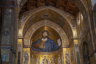 Monreale, Italy, July 18, 2023: Interior of Monreale Cathedral, a Catholic church and UNESCO world