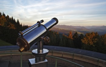 Observation telescope, panoramic view from the Pfänder into the Bregenzerwald and the Allgäu