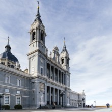 Madrid, Spain, November 1, 2019: Almudena Cathedral, Santa Maria la Real de La Almudena, is a
