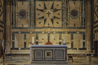 The neo-romanesque altar of the Baptistery, Florence, Tuscany, Italy