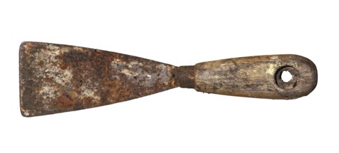 An old rusty and dirty putty knife isolated