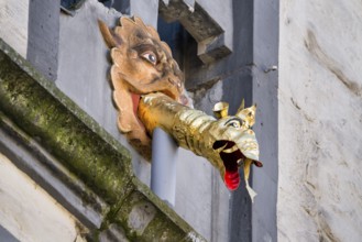 Dragon-headed gargoyle of the town hall, Hannoversch Münden, Lower Saxony, Germany