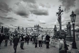 PRAGUE, CZECHIA - MARCH 25, 2023: historical Charles Bridge