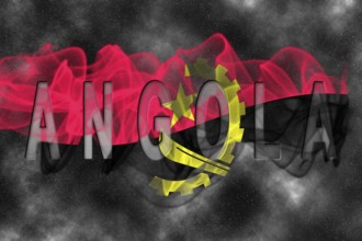Angola Flag with Starry Background Smoke Effect