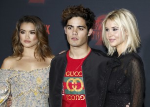 Paris Berelc, Emery Kelly and Isabel May at the Netflix's season 2 premiere of 'Stranger Things'