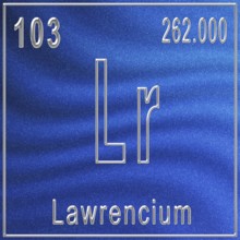 Lawrencium chemical element, Sign with atomic number and atomic weight, Periodic Table Element