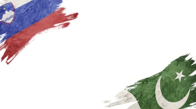 Flags of Slovenia and Pakistan on white background
