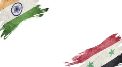 Flags of India and Syria on White Background