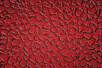 Red Christmas Cookies Background, Holiday greeting card
